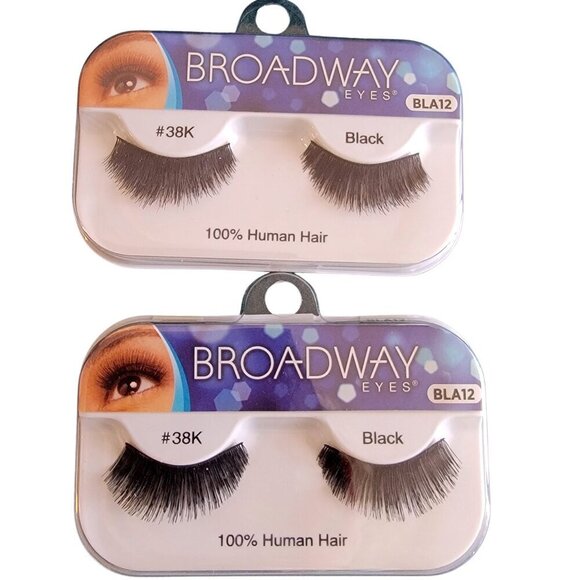Two Packages Broadway Real Human Hair Eyelashes #38K, BLA12 - Picture 1 of 5